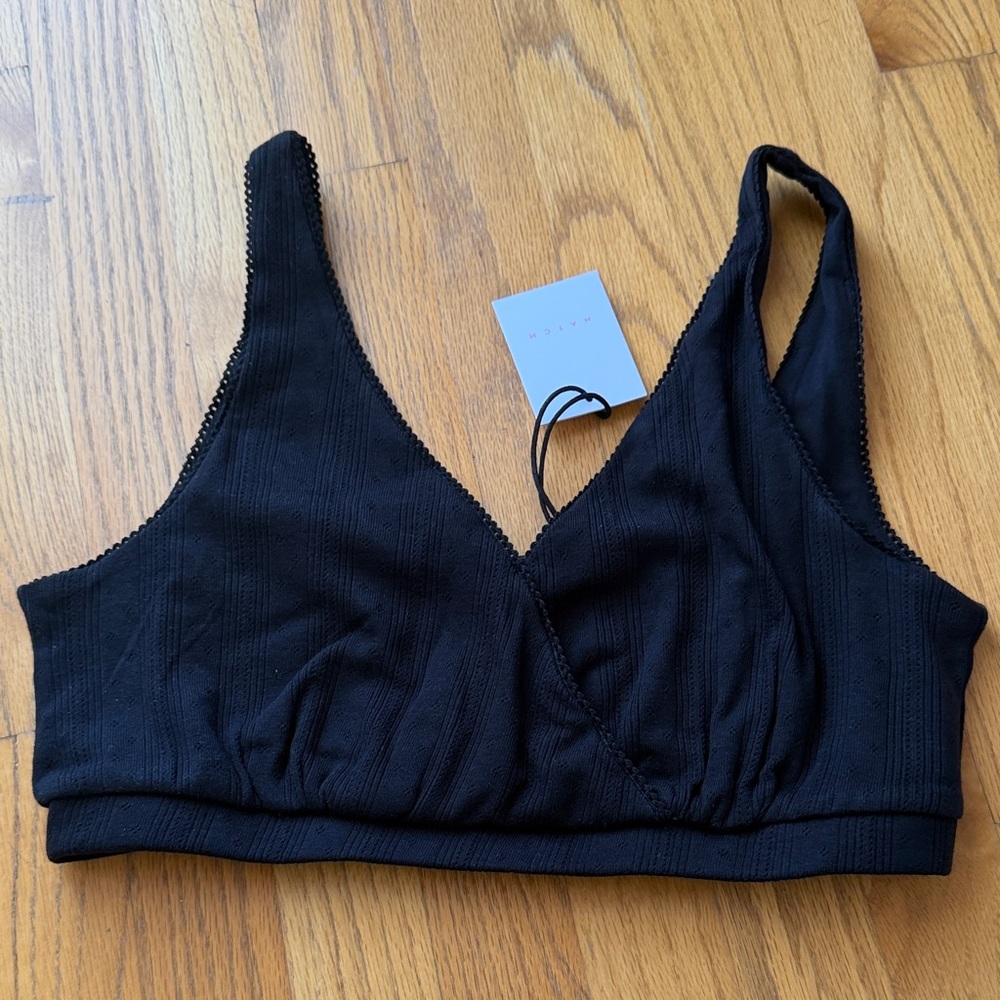 Two Hatch Dream Feed Pointelle Black Bras - Picture 2 of 6